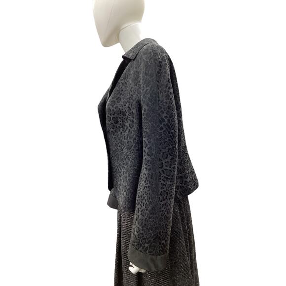 Giorgio Armani Blazer Women’s SZL Cropped Buttons Closure Cheetah Print Charcoal - Picture 3 of 5